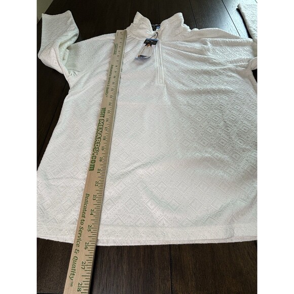 Eddie Bauer Women's Long Sleeve Polar Fleece Quarter Zip Pullover L Large Ivory - Picture 11 of 16